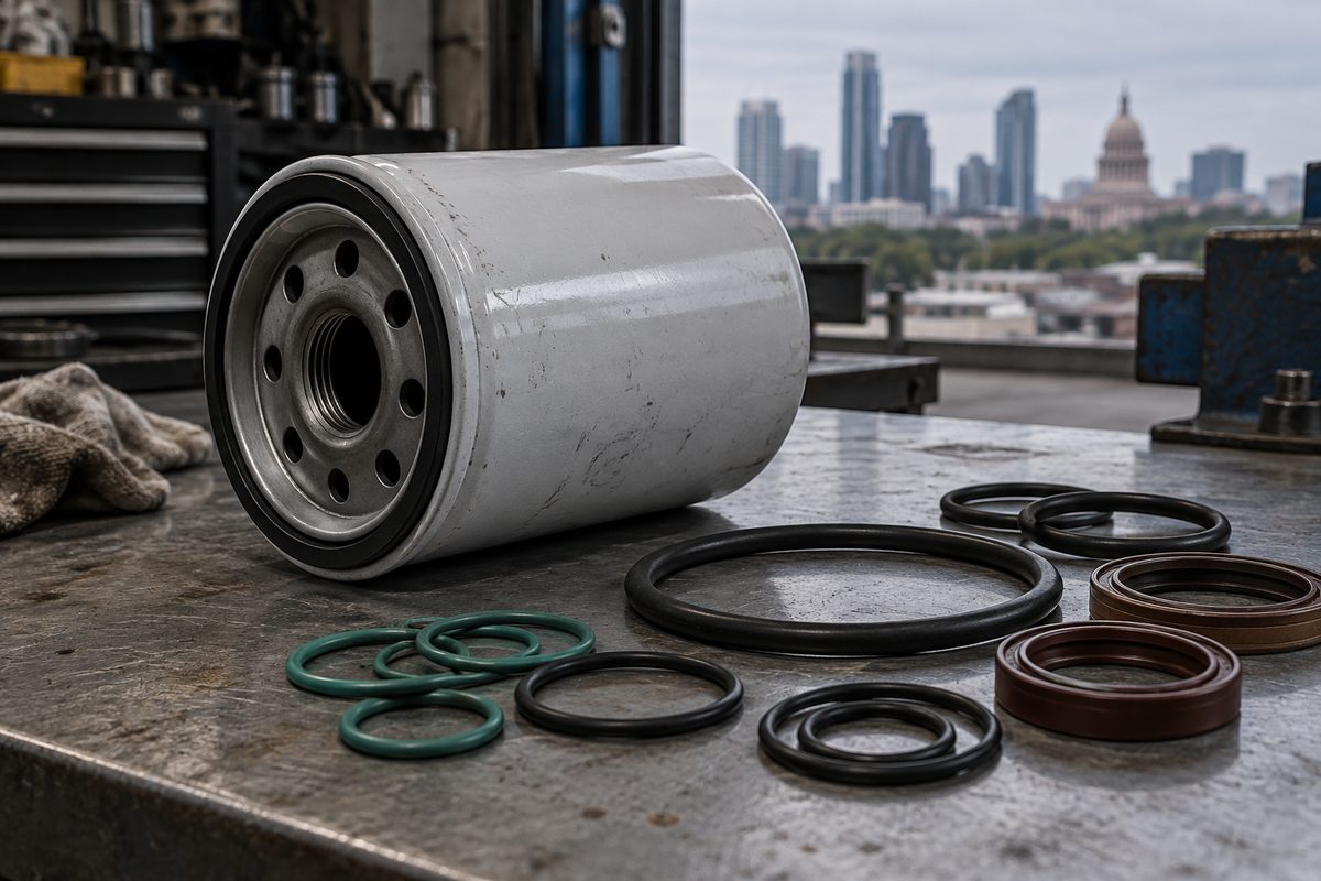High-pressure hydraulic filter unit arranged beside synthetic sealing gaskets